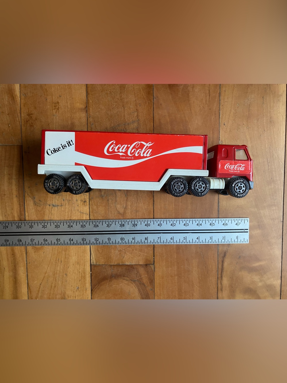 Coca Cola Red and White Toy Semi Truck Buddy L made Japan vintage